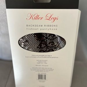 Killer Legs Exotic Fishnet Pantyhose Backseam Ribbons One Size Fits Most